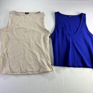 Express‎ Tank Top Bundle Small Tan Boat Neck Blue Ribbed V-Neck Cotton Spandex
